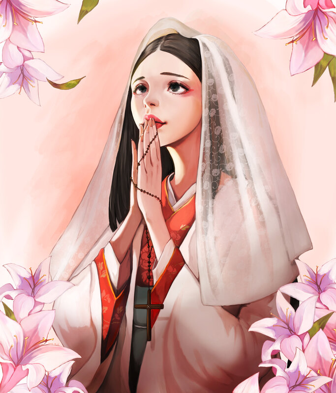 Woman in Veil Praying