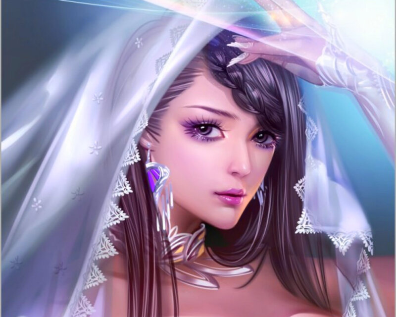 Woman in Veil — White, Dramatic