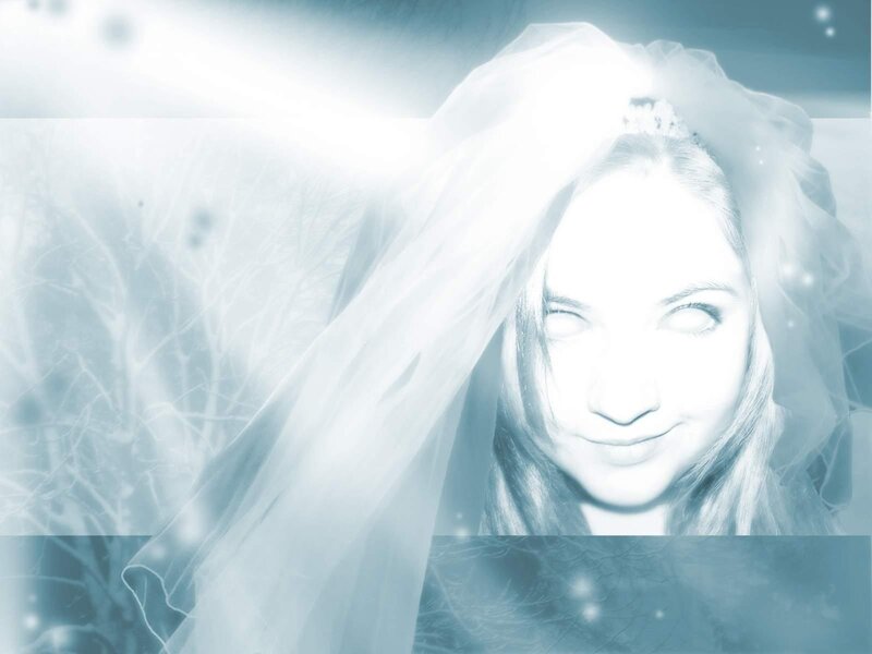 woman in veil with glowing eyes