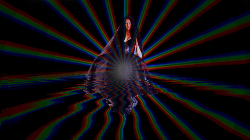 Woman in Veil with Light Rays