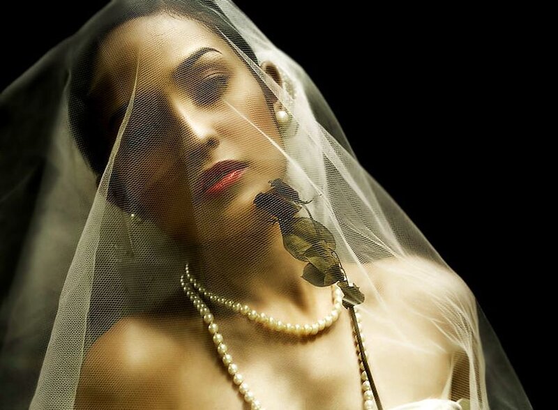 Woman in Veil with Rose