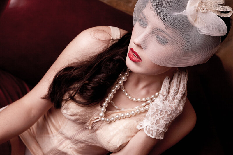 Woman in Vintage Attire — Beige