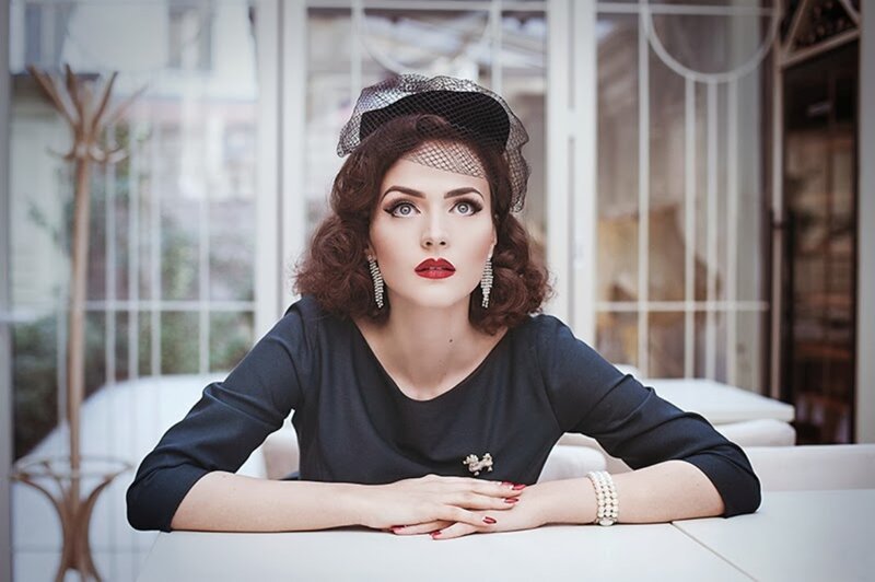 Woman in Vintage Attire — Black, Dramatic