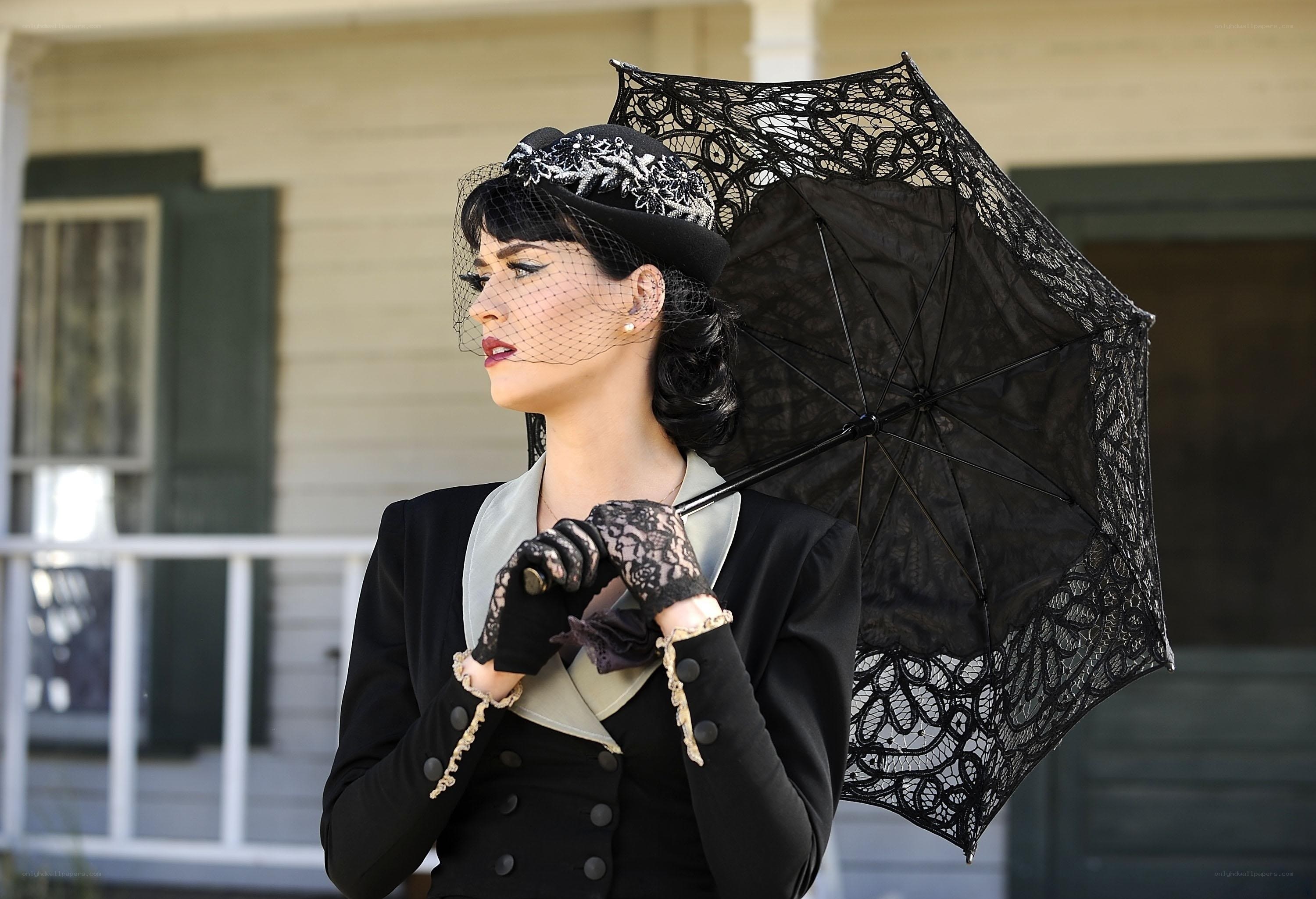 woman in vintage black attire
