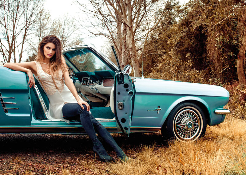 Woman in Vintage Car — Teal