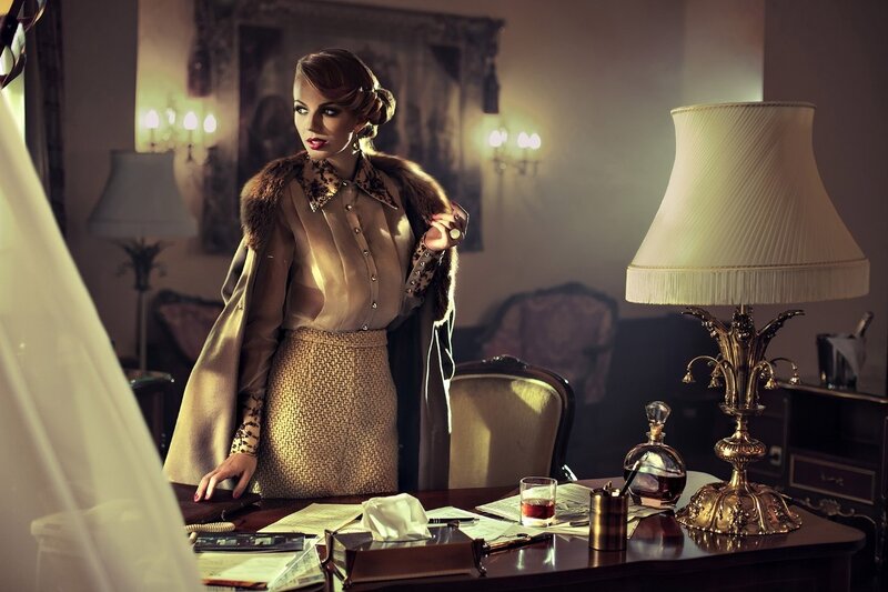 Woman in Vintage Coat — Brown