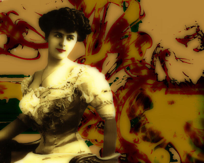 woman in vintage dress