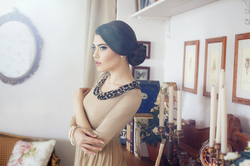 Woman in Vintage Dress — Beige, Serene