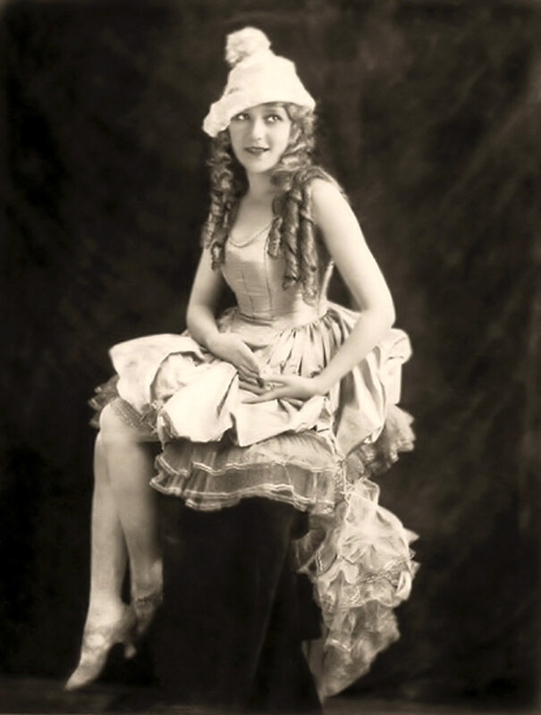 Woman in Vintage Dress — Black, Dramatic, Photograph, Hat, Studio Backdrop