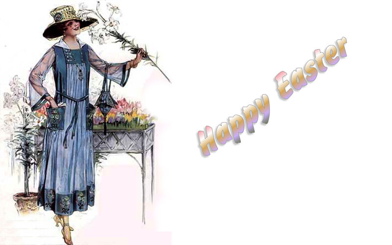 Woman in Vintage Dress — Blue, Festive