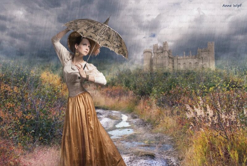 Woman in Vintage Dress — Brown, Dramatic