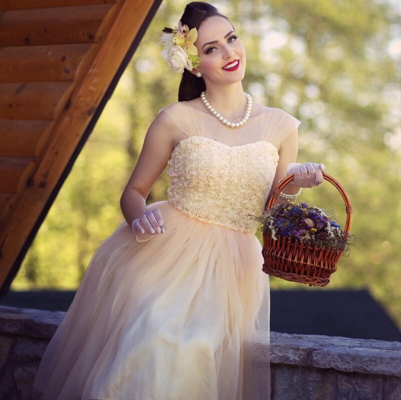 Woman in Vintage Dress — Cream, Serene