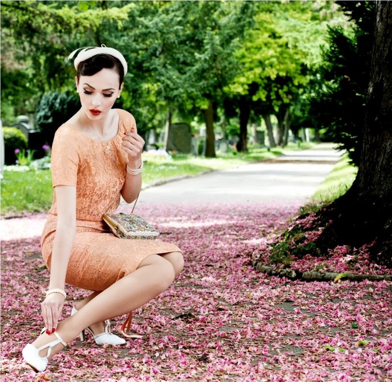 Woman in Vintage Dress — Pink, Serene