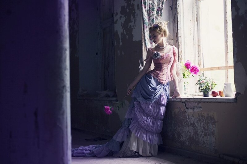 Woman in Vintage Dress — Purple