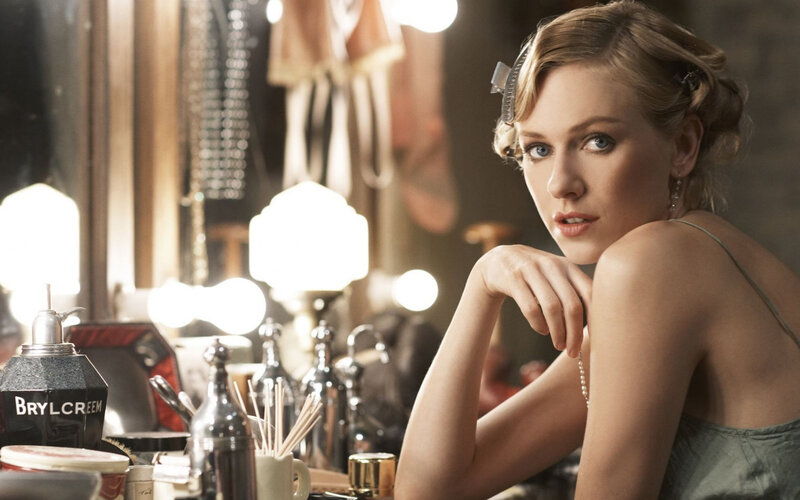 woman in vintage dressing room