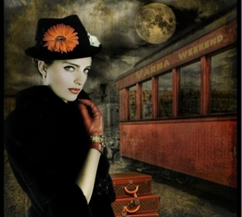 Woman in Vintage Hat — Black, Dramatic, Night