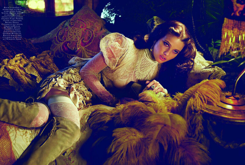 woman in vintage lace dress