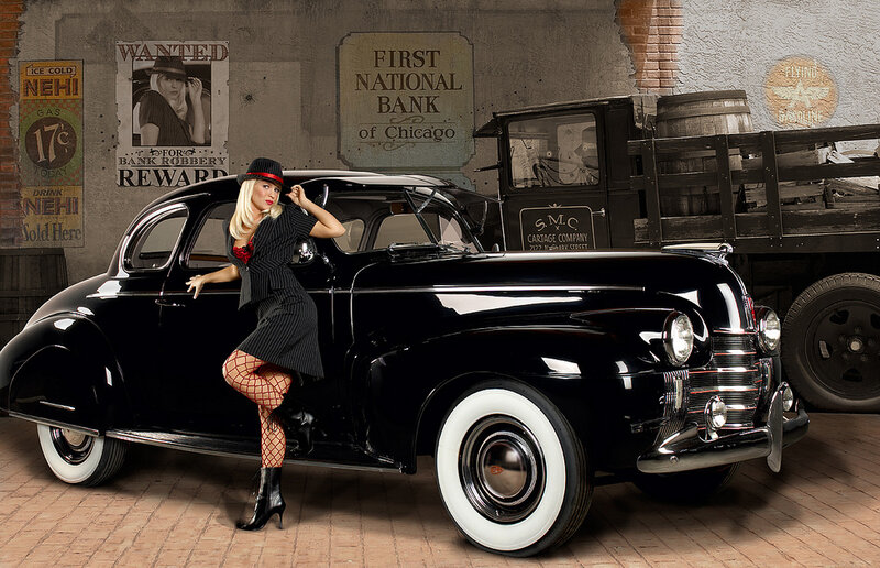 Woman in Vintage Outfit — Black, Dramatic