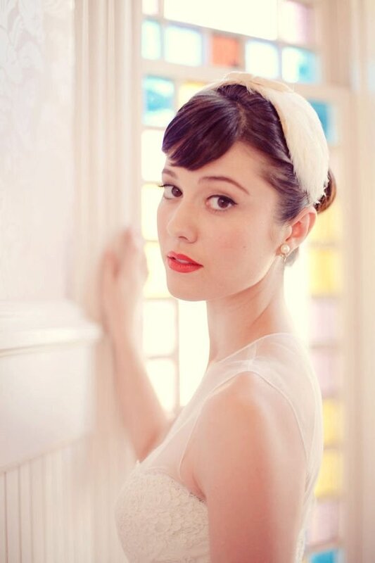 woman in vintage wedding attire