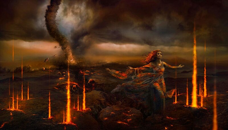 Woman in Volcanic Landscape