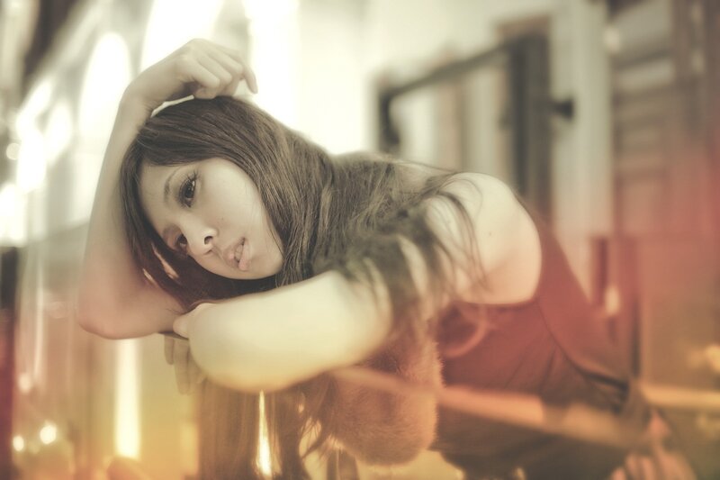 woman in warm light