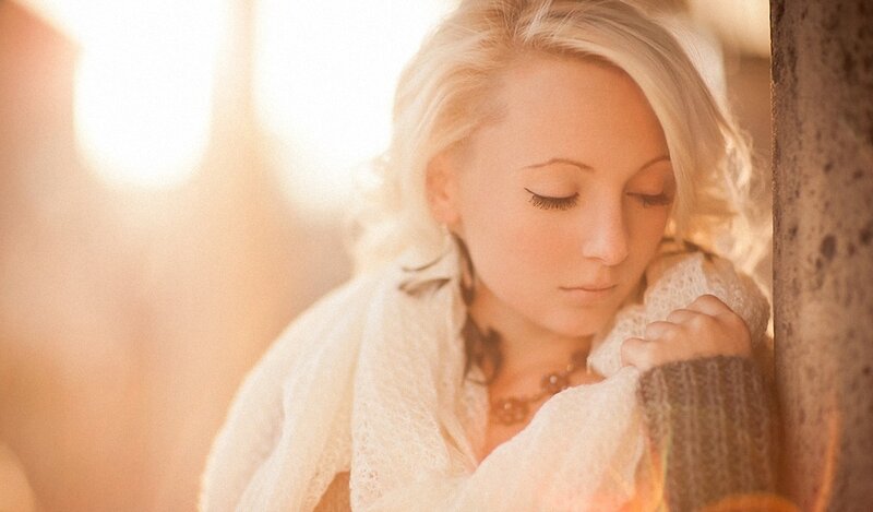woman in warm light