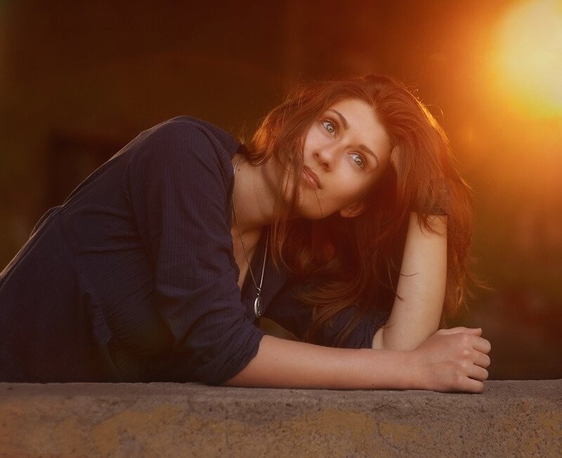 woman in warm light