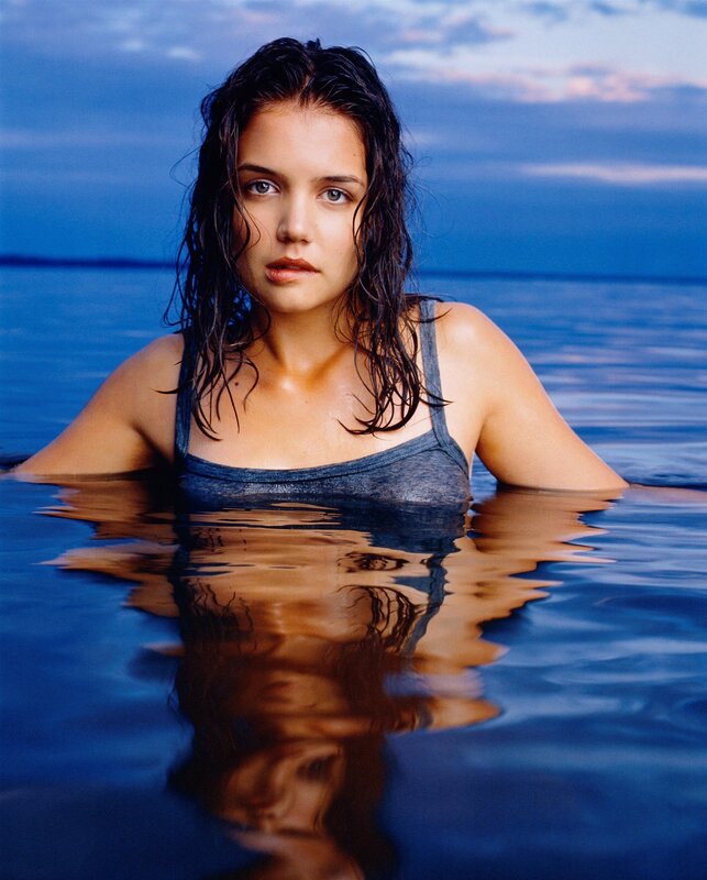 woman in water at dusk