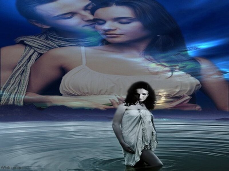 Woman in Water — Blue, Dramatic, Digital Art, Man