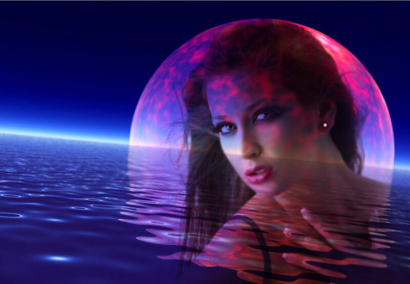 Woman in Water — Blue, Dramatic, Night
