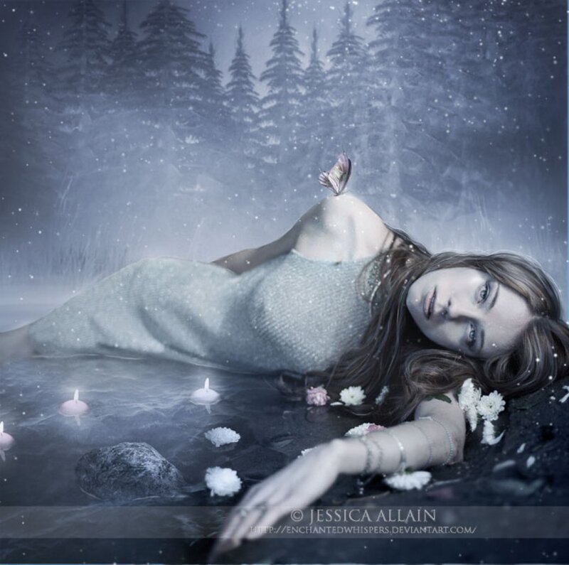 Woman in Water — Blue, Serene, Winter