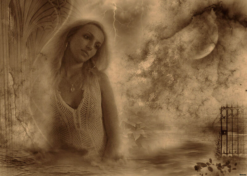 Woman in Water — Brown, Dramatic, Night