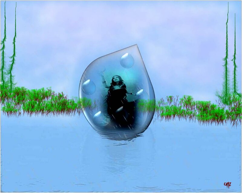Woman in Water Bubble