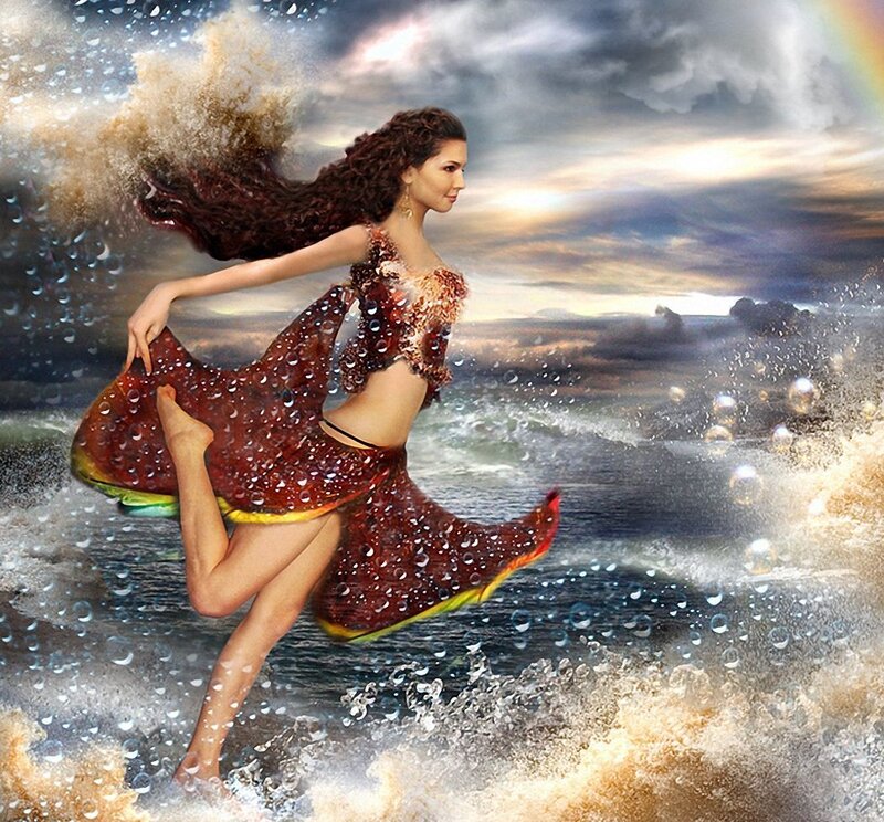 Woman in Water Dress — Blue, Dramatic