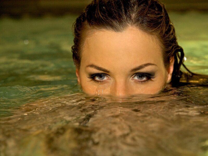 Woman in Water — Green, Calm, Photograph