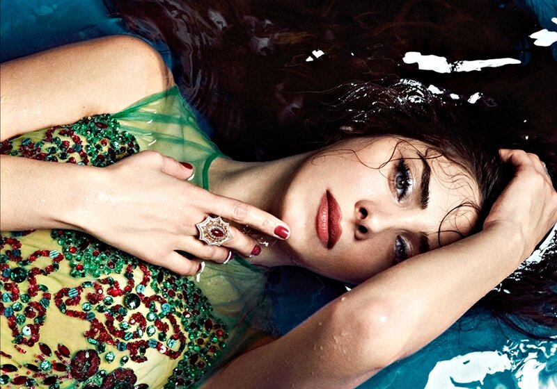 Woman in Water — Green, Dramatic, Photograph, Dress