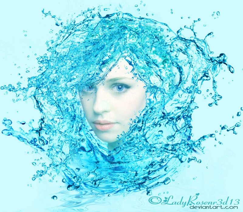 Woman in Water Splash — Blue
