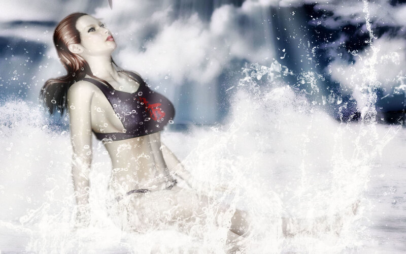 woman in water splashing