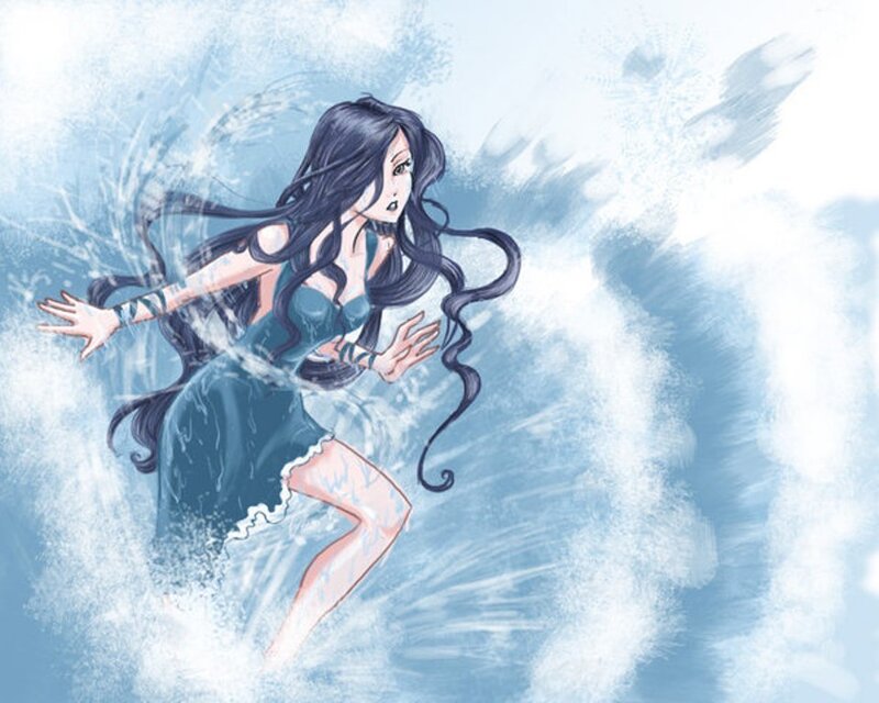 woman in water storm