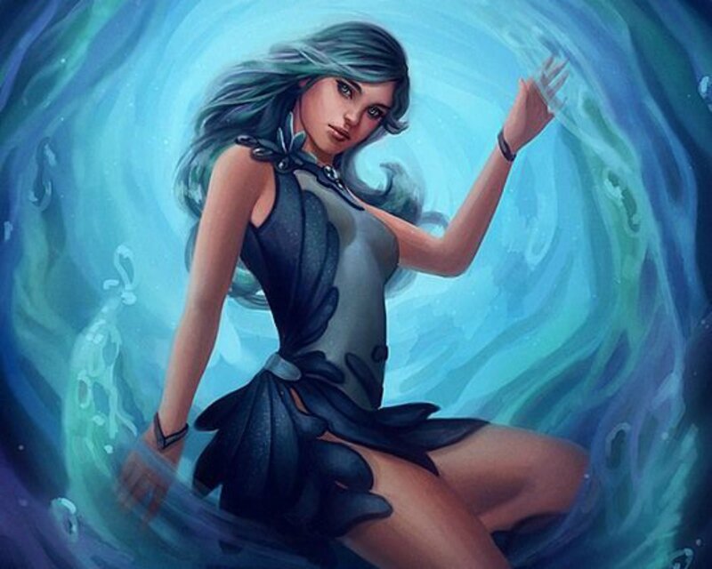 Woman in Water Vortex — Blue