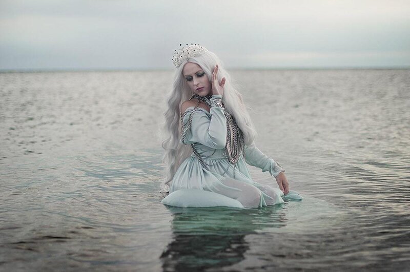 Woman in Water — White, Dramatic, Photograph