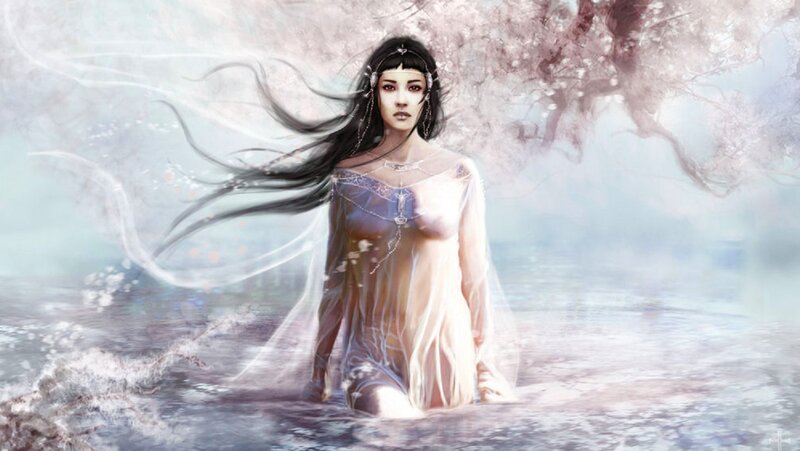 Woman in Water — White, Serene, Spring