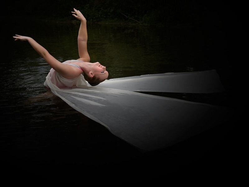 Woman in Water with Fabric