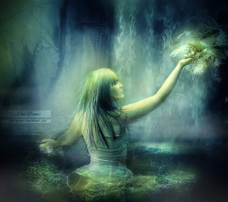 Woman in Water with Frog