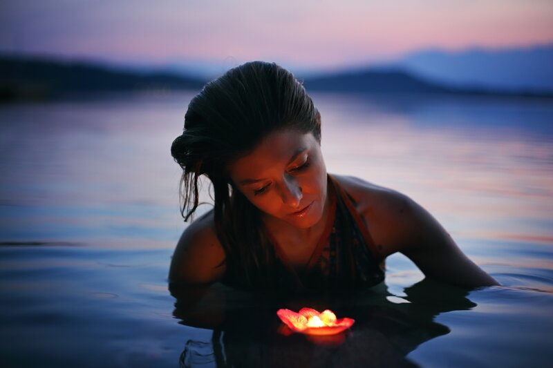Woman in Water with Lantern