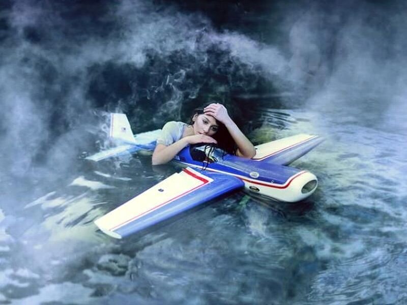 Woman in Water with Plane