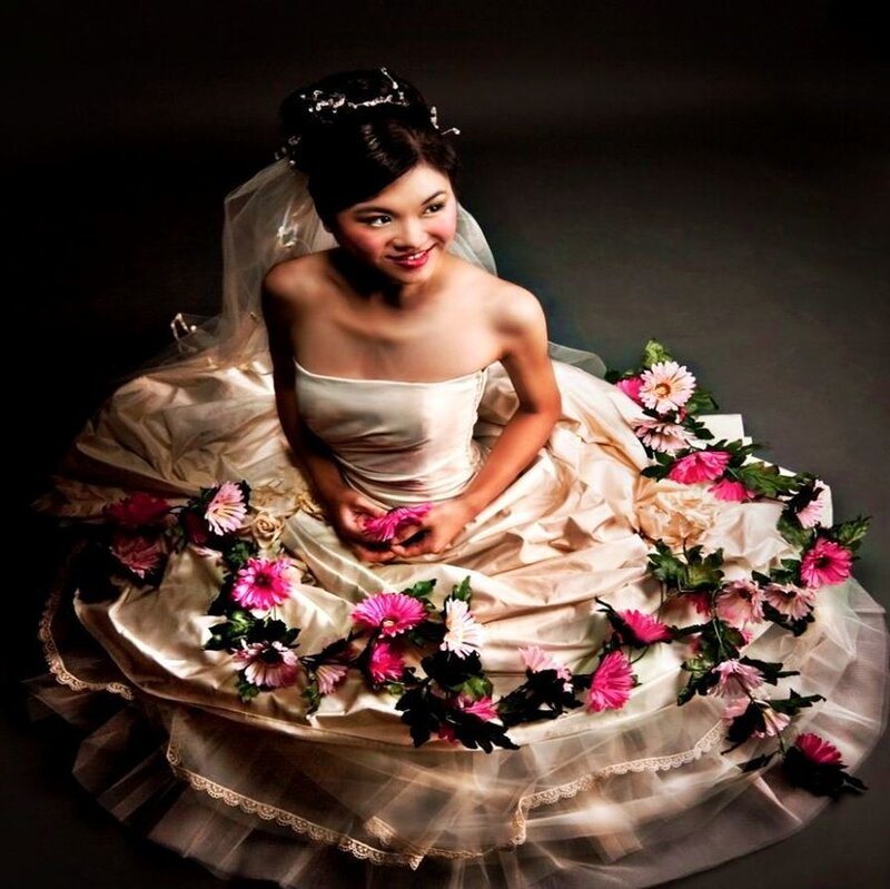 Woman in Wedding Dress — Beige, Dramatic
