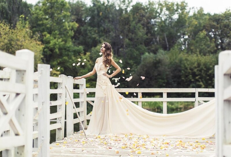Woman in Wedding Dress — Beige, Serene, Afternoon