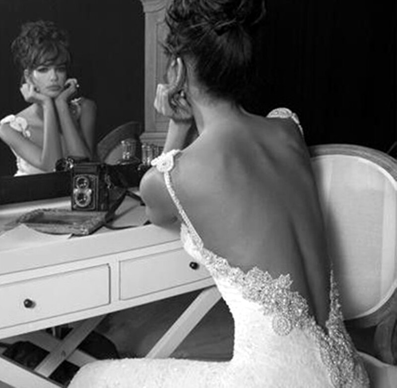 Woman in Wedding Dress — Black, Dramatic, Photograph, Mirror