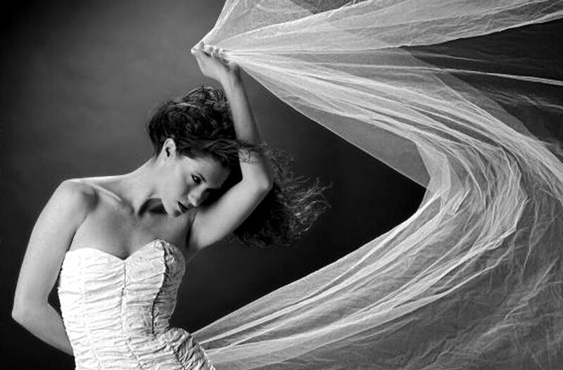 Woman in Wedding Dress — Black, Dramatic